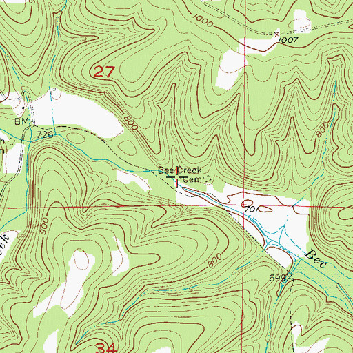 Topographic Map of Bee Creek School South (historical), MO