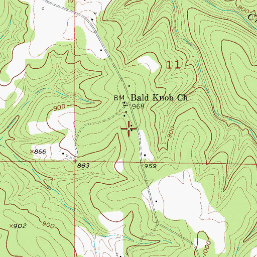 Topographic Map of Bald Knob School (historical), MO