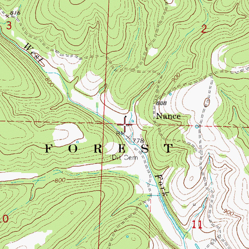 Topographic Map of Nance School (historical), MO
