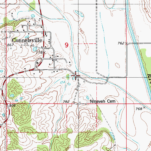 Topographic Map of Nineveh, MO