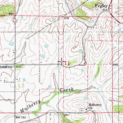 Topographic Map of Mulberry School (historical), MO