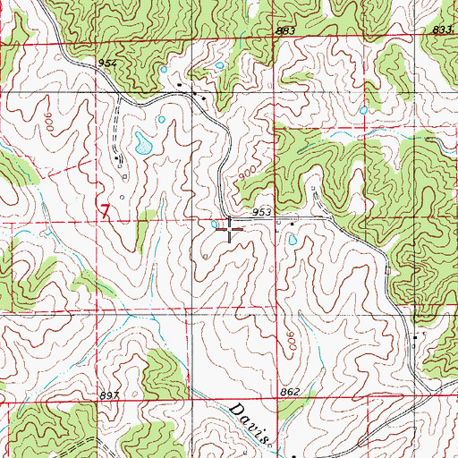 Topographic Map of Keller School (historical), MO