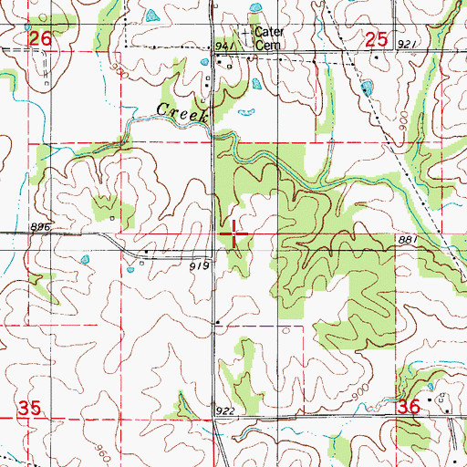 Topographic Map of Cater Church (historical), MO