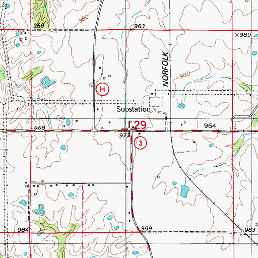 Topographic Map of Troy Mills, MO