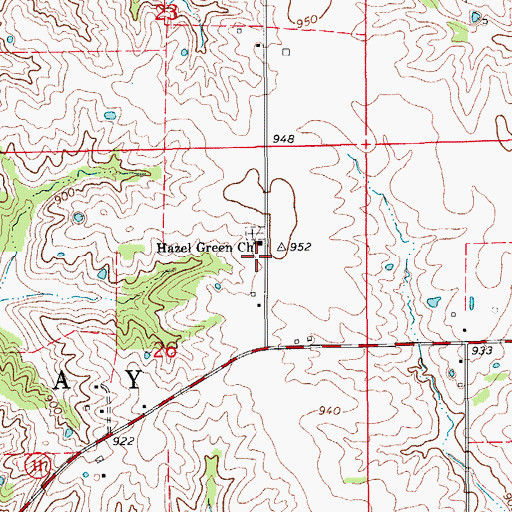 Topographic Map of Hazel Green School (historical), MO