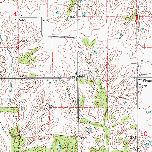 Topographic Map of Prairie Bird, MO