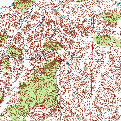 Topographic Map of Oak Ridge School (historical), MO
