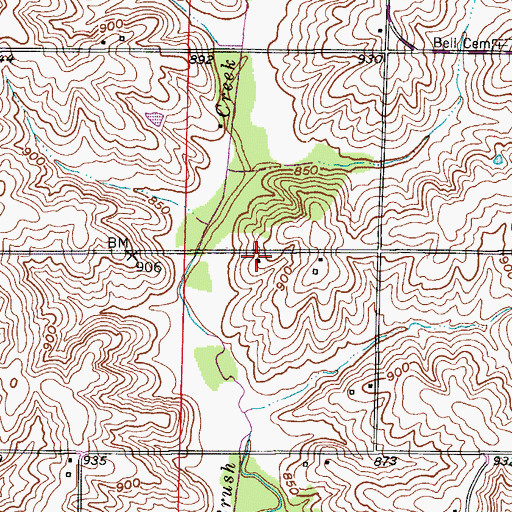 Topographic Map of Brush Creek School (historical), MO