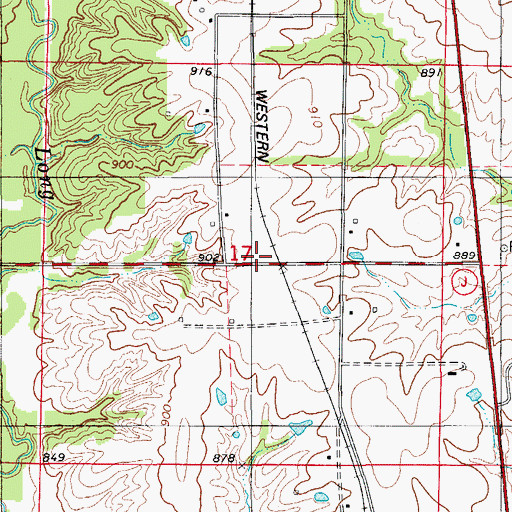 Topographic Map of Love Lake School (historical), MO