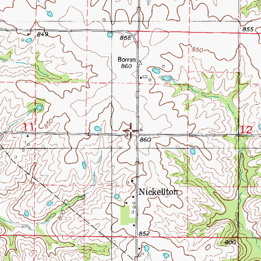 Topographic Map of Nickellton School (historical), MO