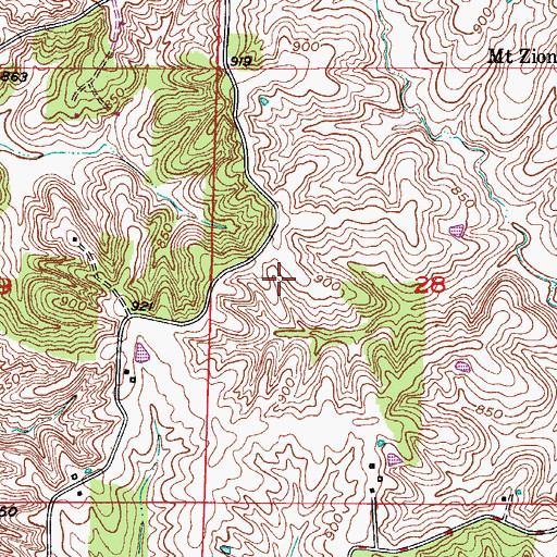 Topographic Map of Zion School (historical), MO
