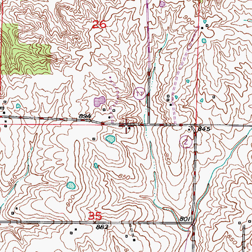 Topographic Map of Palmyra School (historical), MO