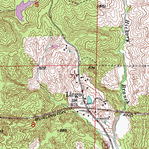 Topographic Map of Lingo School (historical), MO