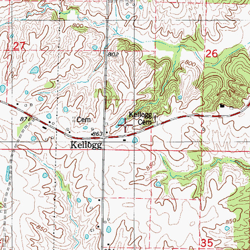 Topographic Map of Pleasant Grove School (historical), MO