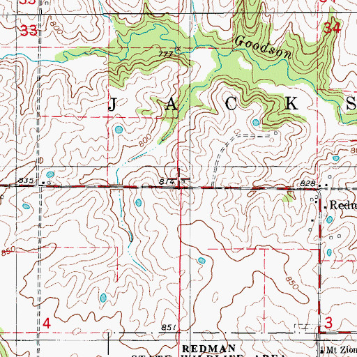 Topographic Map of Redman School (historical), MO