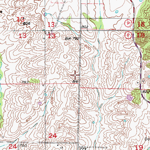 Topographic Map of Rose Hill School (historical), MO