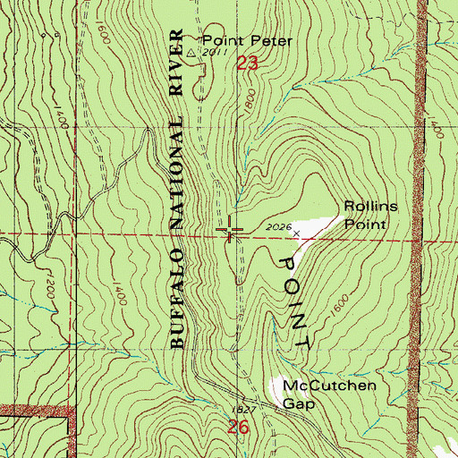 Topographic Map of Point Peter Mountain, AR