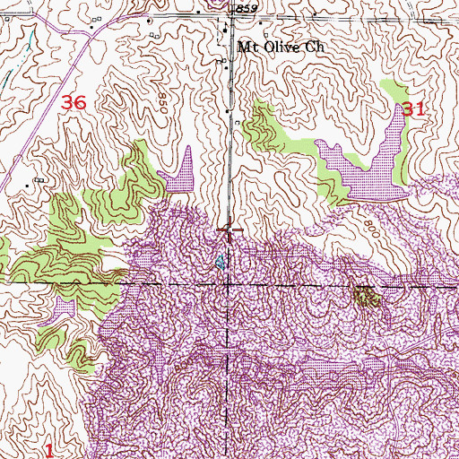 Topographic Map of Gipson School (historical), MO