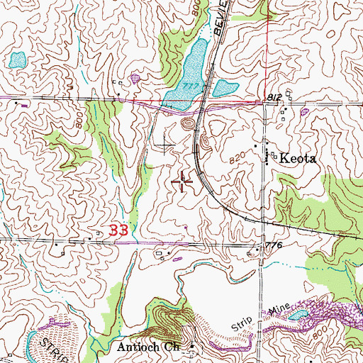 Topographic Map of Keota School (historical), MO
