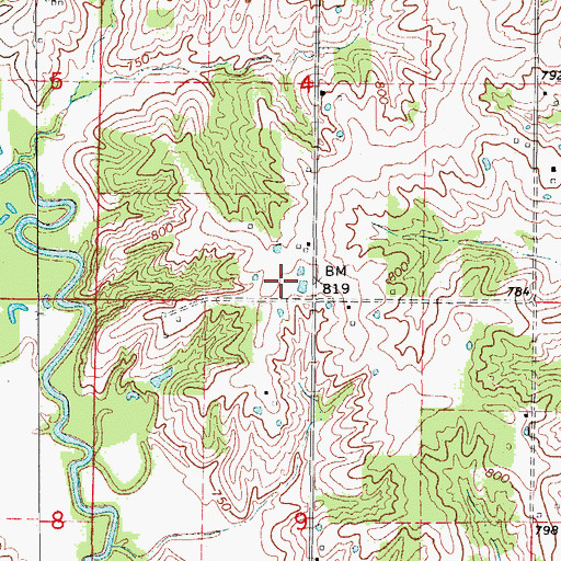 Topographic Map of Waddell School (historical), MO