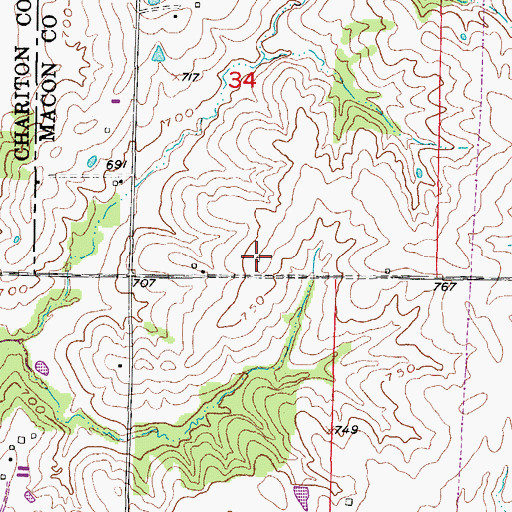 Topographic Map of Teter Church (historical), MO