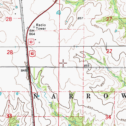 Topographic Map of McClainsville School (historical), MO