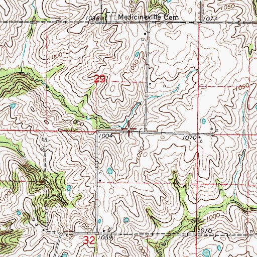 Topographic Map of Medicineville School (historical), MO