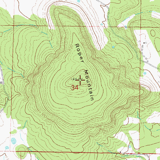 Topographic Map of Roper Mountain, AR