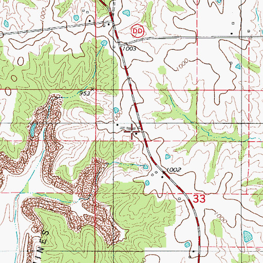 Topographic Map of Shoney School (historical), MO