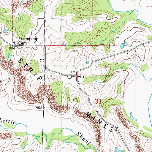 Topographic Map of Friendship School (historical), MO