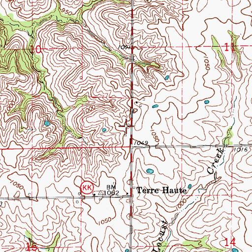 Topographic Map of Terre Haute School (historical), MO