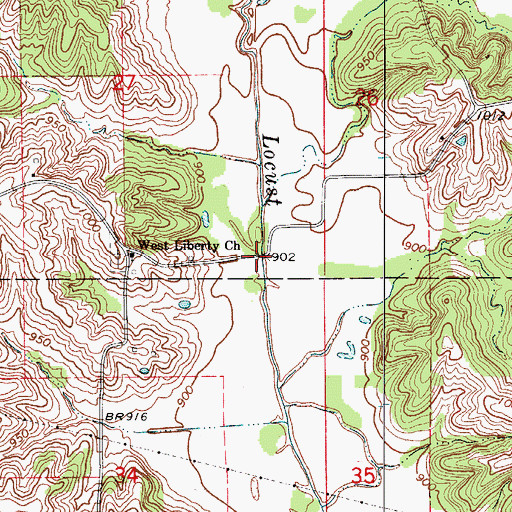 Topographic Map of West Liberty (historical), MO