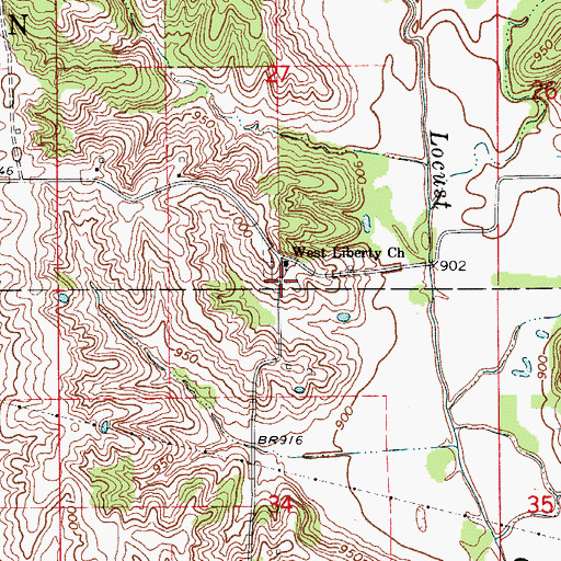Topographic Map of West Liberty School (historical), MO