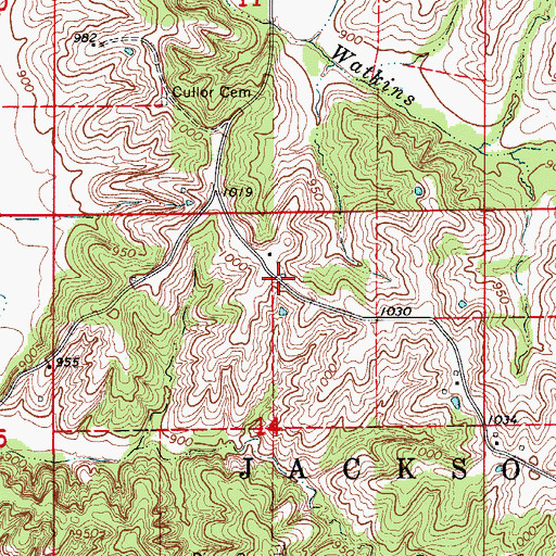 Topographic Map of Grant School (historical), MO