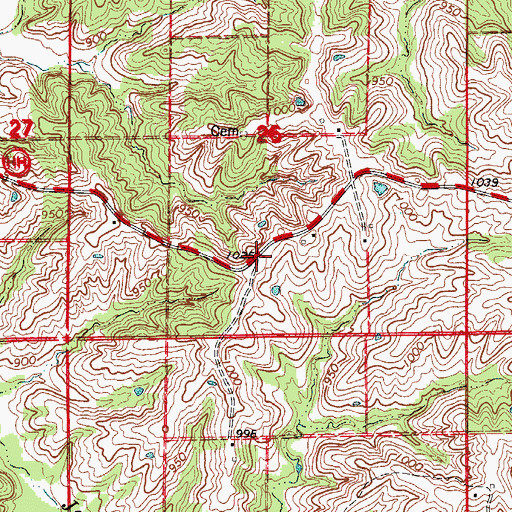 Topographic Map of Hand School (historical), MO