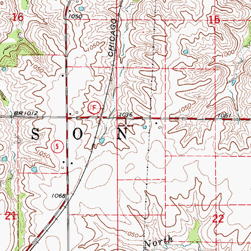 Topographic Map of Keene School (historical), MO