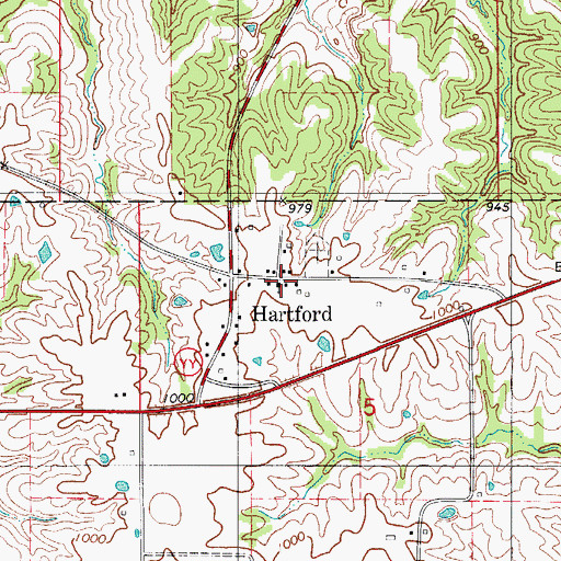 Topographic Map of Hartford School (historical), MO