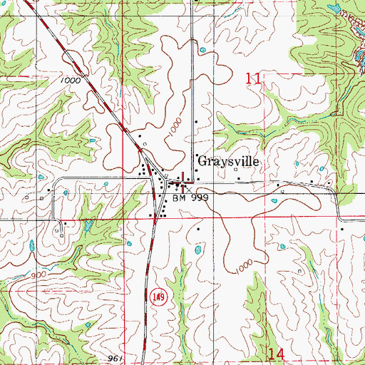 Topographic Map of Graysville School (historical), MO