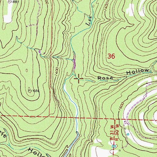 Topographic Map of Rose Hollow, AR