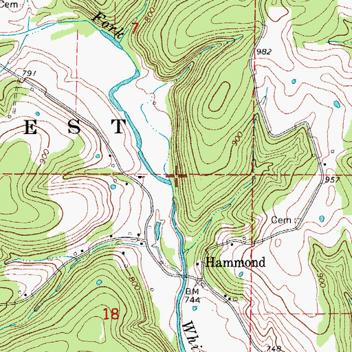 Topographic Map of Hammond School (historical), MO