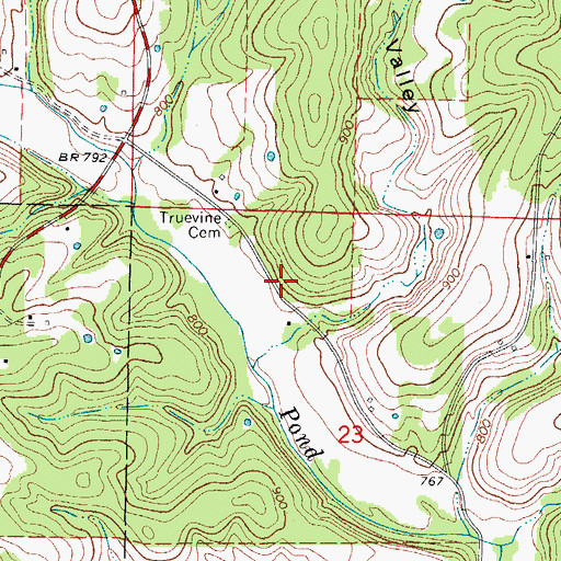 Topographic Map of True Vine School (historical), MO