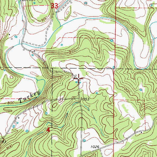 Topographic Map of Pond Hill School (historical), MO