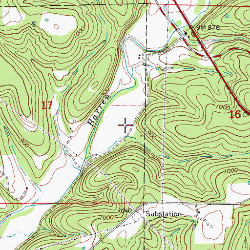 Topographic Map of Barren Fork School (historical), MO