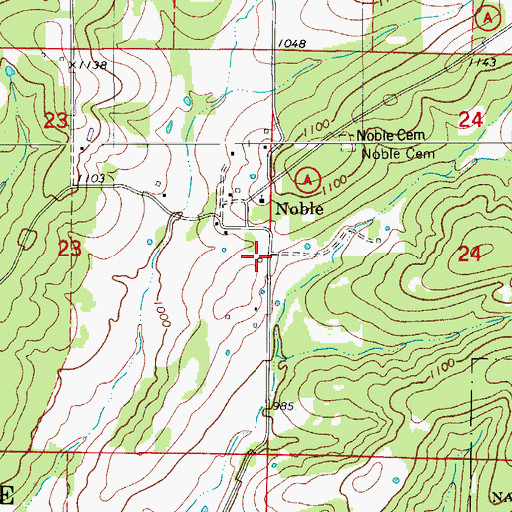 Topographic Map of Noble School (historical), MO