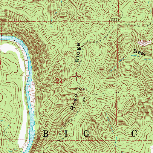 Topographic Map of Rose Ridge, AR
