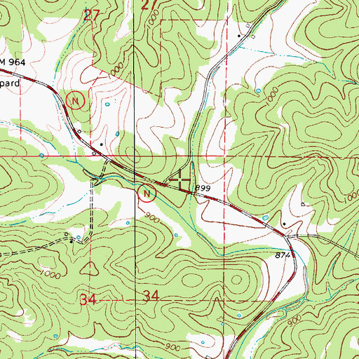 Topographic Map of Caney School (historical), MO