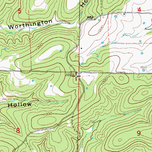 Topographic Map of Barefoot School (historical), MO