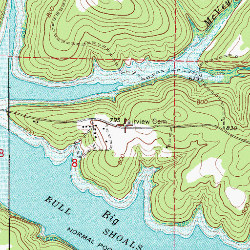 Topographic Map of Fairview School (historical), MO