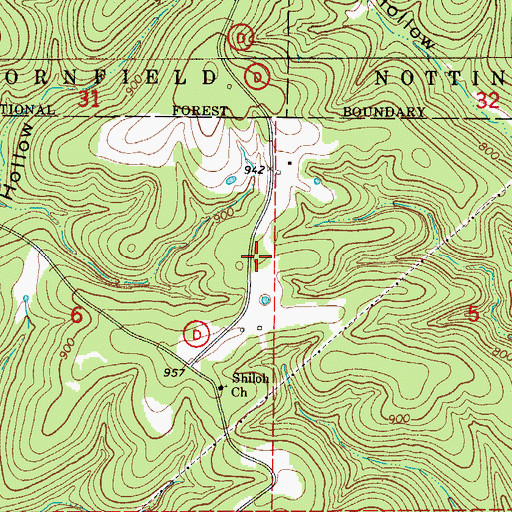 Topographic Map of Shiloh School (historical), MO