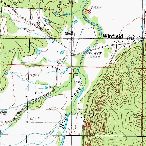 Topographic Map of Ross Creek, AR